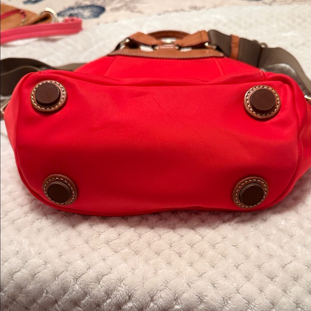 Dooney & Bourke Red Backpack with Brown Accents - Picture 3 of 8